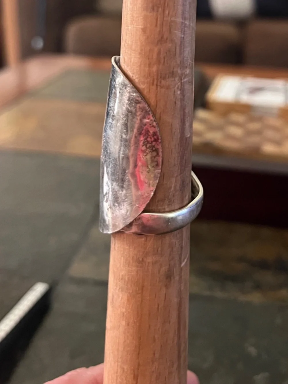 Sterling-Style Silver plated Saddleback spoon ring - Handmade